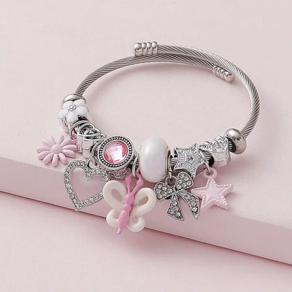 Wholesale Jewelry Princess Luxurious Sweet Butterfly Bow Knot High Heel Alloy Copper Rhinestones Inlay Bracelets