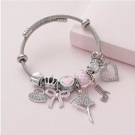 Wholesale Jewelry Princess Luxurious Sweet Butterfly Bow Knot High Heel Alloy Copper Rhinestones Inlay Bracelets