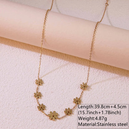 Wholesale Jewelry Princess Sweet Simple Style Flower 304 Stainless Steel 18K Gold Plated Plating Jewelry Set