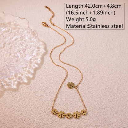 Wholesale Jewelry Princess Sweet Simple Style Flower 304 Stainless Steel 18K Gold Plated Plating Jewelry Set