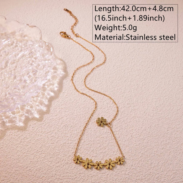 Wholesale Jewelry Princess Sweet Simple Style Flower 304 Stainless Steel 18K Gold Plated Plating Jewelry Set