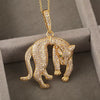 Wholesale Jewelry Punk Hiphop Style Leopard Pendant Necklace Copper Plated Real Gold With Zircon And Geometric Design