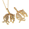 Wholesale Jewelry Punk Hiphop Style Leopard Pendant Necklace Copper Plated Real Gold With Zircon And Geometric Design