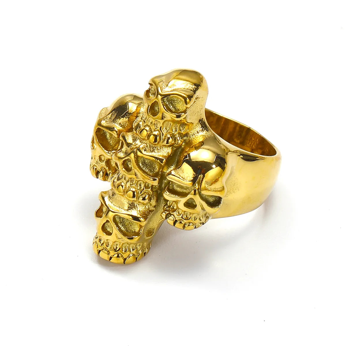 Wholesale Jewelry Punk Skull 304 Stainless Steel Gold Plated Rings