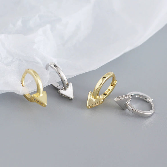 Wholesale Jewelry Punk Style Geometric Triangle S925 Sterling Silver Electroplated Ear Ring Ear Buckle Ear Stud