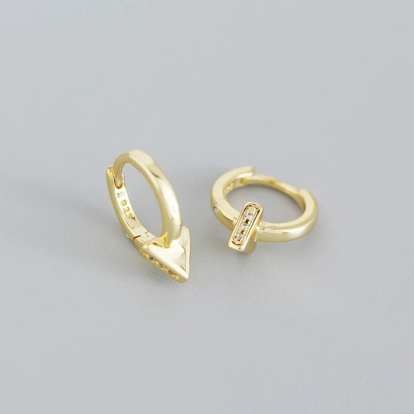 Wholesale Jewelry Punk Style Geometric Triangle S925 Sterling Silver Electroplated Ear Ring Ear Buckle Ear Stud
