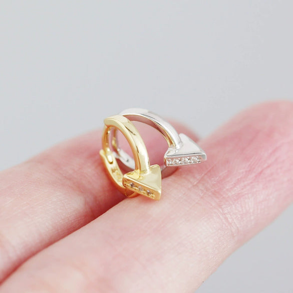 Wholesale Jewelry Punk Style Geometric Triangle S925 Sterling Silver Electroplated Ear Ring Ear Buckle Ear Stud