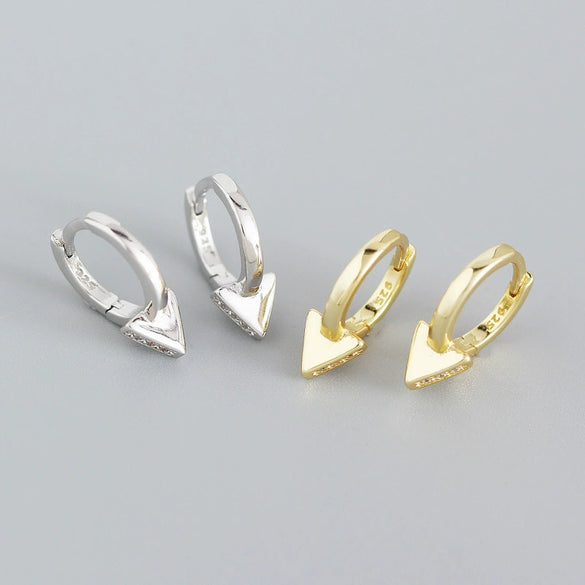 Wholesale Jewelry Punk Style Geometric Triangle S925 Sterling Silver Electroplated Ear Ring Ear Buckle Ear Stud