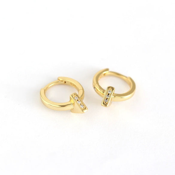 Wholesale Jewelry Punk Style Geometric Triangle S925 Sterling Silver Electroplated Ear Ring Ear Buckle Ear Stud