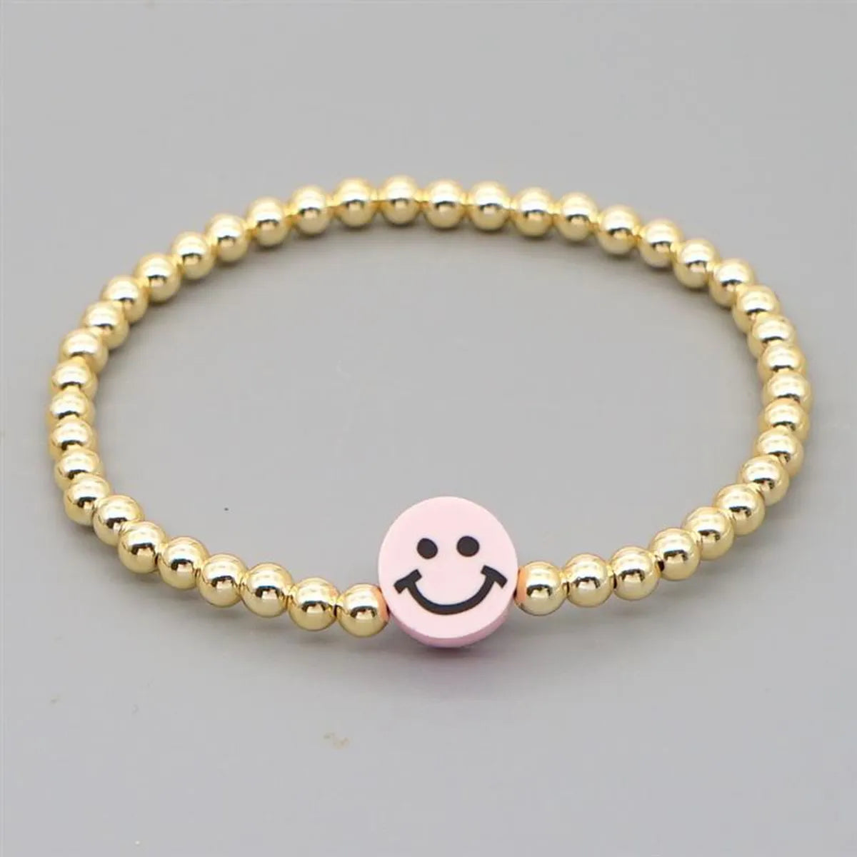 Wholesale Jewelry Punk Style Golden Round Beads Smile Bracelet Nihaojewelry