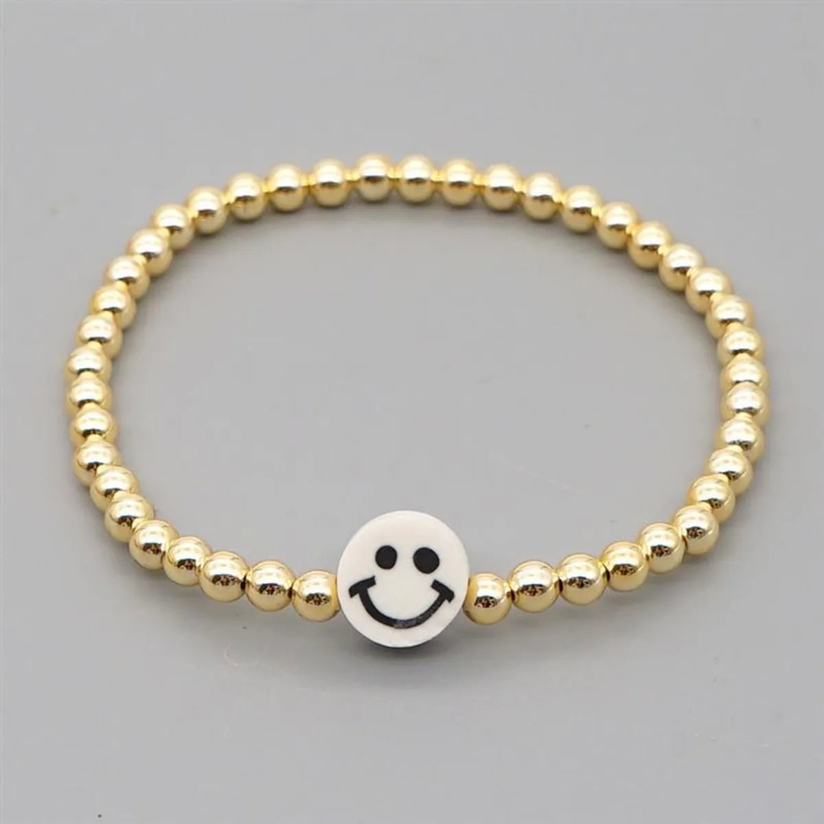 Wholesale Jewelry Punk Style Golden Round Beads Smile Bracelet Nihaojewelry