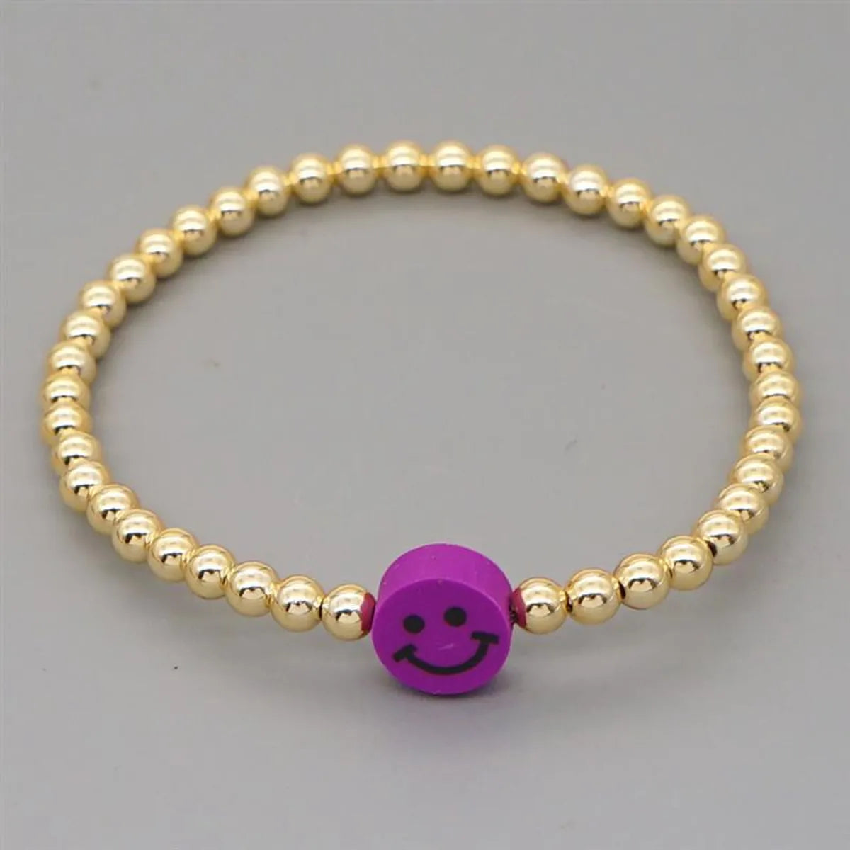 Wholesale Jewelry Punk Style Golden Round Beads Smile Bracelet Nihaojewelry