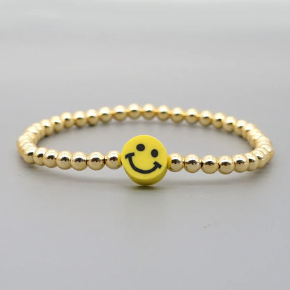 Wholesale Jewelry Punk Style Golden Round Beads Smile Bracelet Nihaojewelry