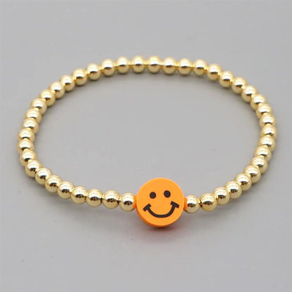 Wholesale Jewelry Punk Style Golden Round Beads Smile Bracelet Nihaojewelry