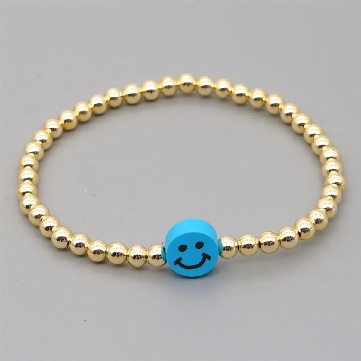 Wholesale Jewelry Punk Style Golden Round Beads Smile Bracelet Nihaojewelry