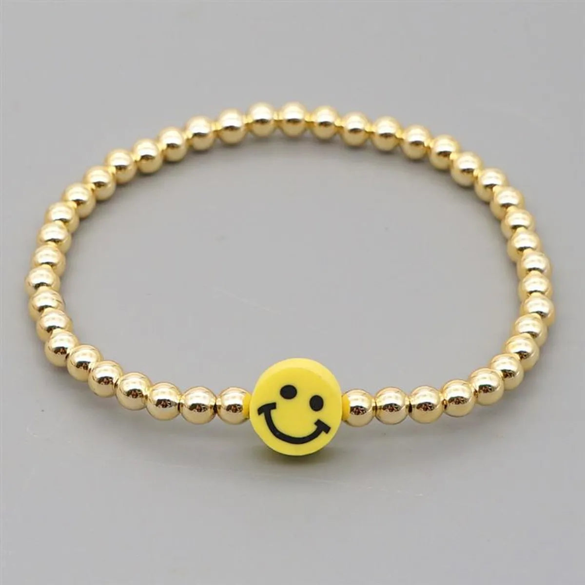 Wholesale Jewelry Punk Style Golden Round Beads Smile Bracelet Nihaojewelry