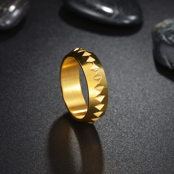 Wholesale Jewelry Punk Style Titanium Steel Selfdefense Ring With Geometric Design And Electroplating For Men And Women