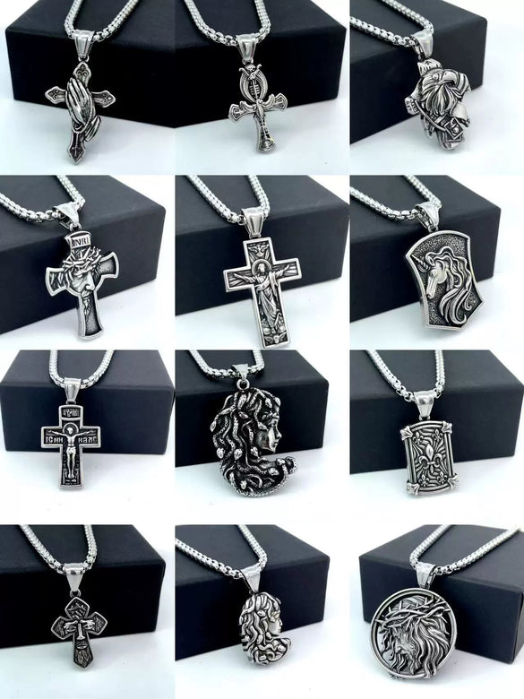 Wholesale Jewelry Pure Tin Stainless Steel Cross Pendant Necklace With Geometric Style And Polishing Treatment