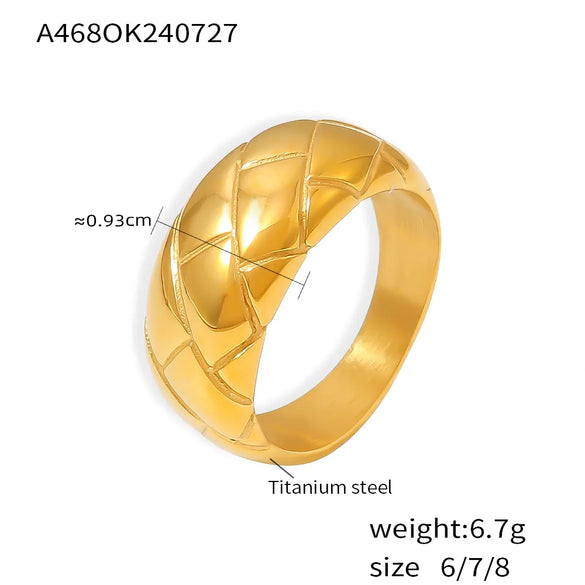 Wholesale Jewelry Queen Modern Style Simple Style Solid Color Titanium Steel 18K Gold Plated Plating Rings