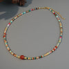Wholesale Jewelry Red Agate Copper Geometric Handmade Vintage Necklace