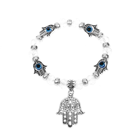Wholesale Jewelry Resin Geometric Round Bead And Palm Pendant Bracelet Electroplated Unisex