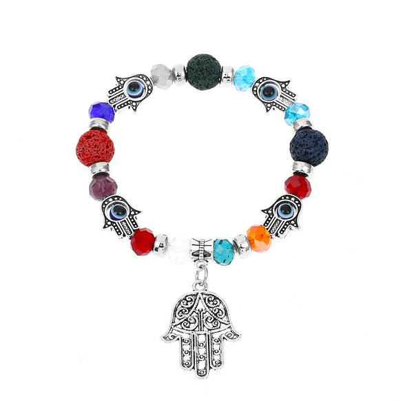 Wholesale Jewelry Resin Geometric Round Bead And Palm Pendant Bracelet Electroplated Unisex