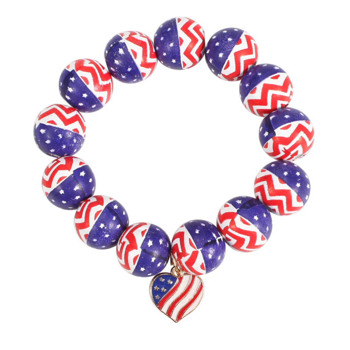 Wholesale Jewelry Retro American Flag Wood Beaded Bracelets