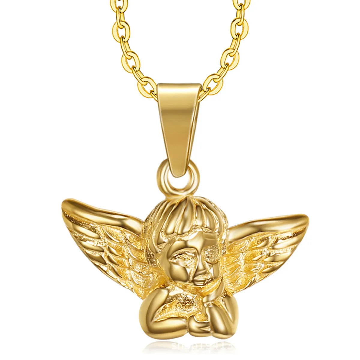 Wholesale Jewelry Retro Angel Titanium Steel 18K Gold Plated Pendant Necklace Necklace Pendant