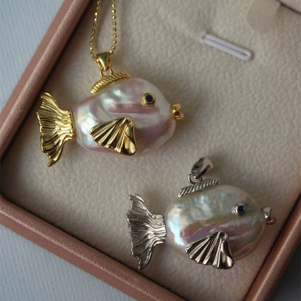 Wholesale Jewelry Retro Animal Style Copper Clown Fish Pendant Necklace With Electroplating