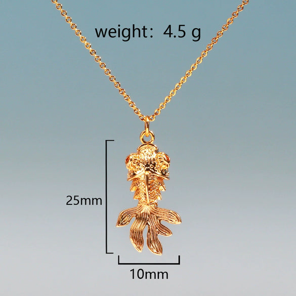 Wholesale Jewelry Retro Animal Style Fish Koi Brass Stainless Steel Electroplating Pendant Necklace Unisex