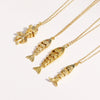 Wholesale Jewelry Retro Animal Style Fish Koi Brass Stainless Steel Electroplating Pendant Necklace Unisex
