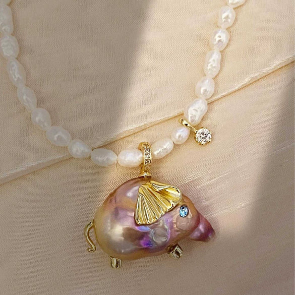 Wholesale Jewelry Retro Animal Zodiac Style Copper Titanium Steel Clown Fish Goldfish Pendant Necklace With Electroplating