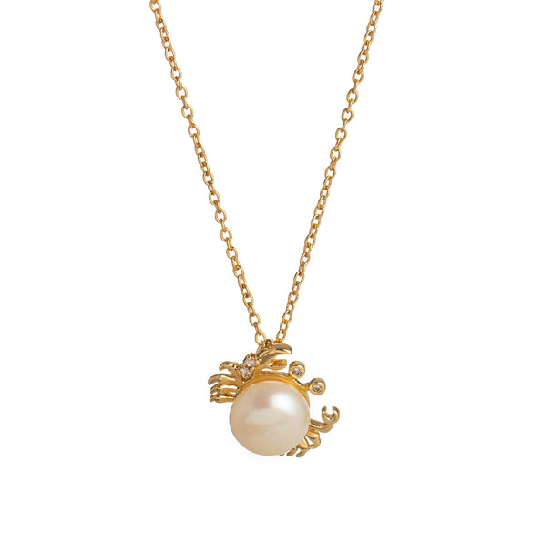 Wholesale Jewelry Retro Animal Zodiac Style Copper Titanium Steel Electroplating Natural Pearl Fish Pendant Clavicle Chain