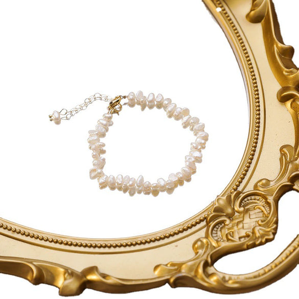 Wholesale Jewelry Retro Baroque Style Geometric Freshwater Pearl Necklace And Bracelet For Women