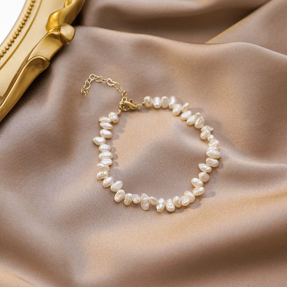 Wholesale Jewelry Retro Baroque Style Geometric Freshwater Pearl Necklace And Bracelet For Women