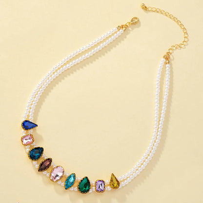 Wholesale Jewelry Retro Baroque Style Pearl Alloy Artificial Gemstones Pendant Necklace