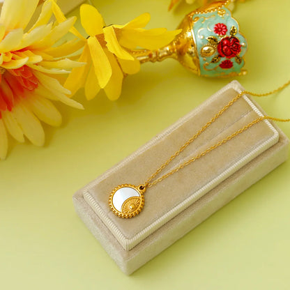 Wholesale Jewelry Retro Beach Color Block 304 Stainless Steel White Shell 18K Gold Plated White Gold Plated Inlay Pendant Necklace