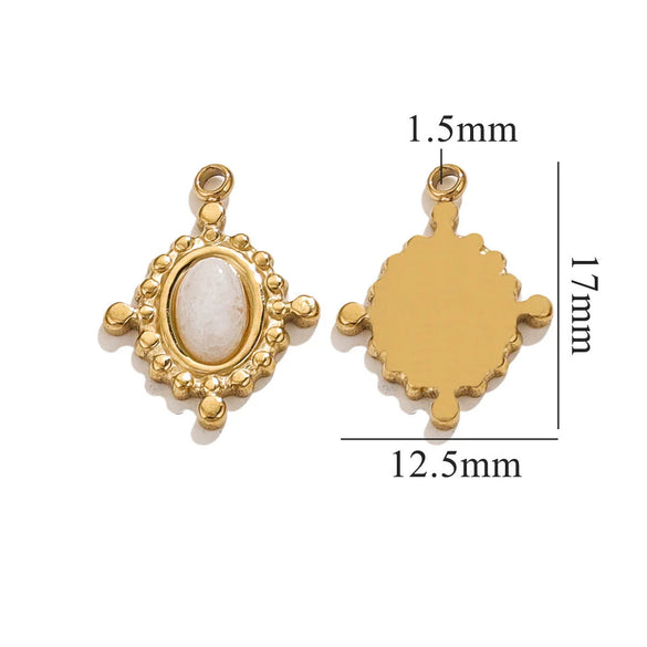 Wholesale Jewelry Retro Bohemian Style Oval Stainless Steel Inlay Earrings Necklace Pendant