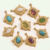 Wholesale Jewelry Retro Bohemian Style Oval Stainless Steel Inlay Earrings Necklace Pendant