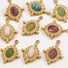 Wholesale Jewelry Retro Bohemian Style Oval Stainless Steel Inlay Earrings Necklace Pendant