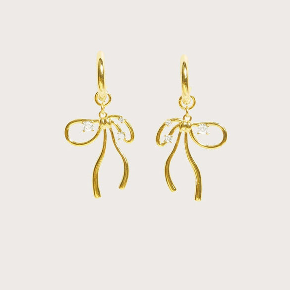 Wholesale Jewelry Retro Bow Copper Gold Plated Earrings