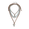 Wholesale Jewelry Retro Casual Style Geometric Turquoise Iron Alloy Chain Multilayer Bohemian Necklace With Electroplating