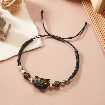 Retro Cat Plastic Resin Polyester Wholesale Drawstring Bracelets