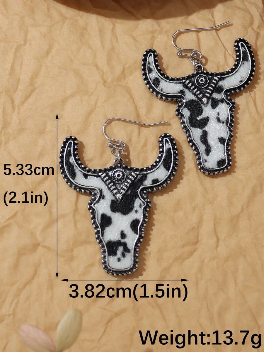 Wholesale Jewelry Retro Cattle Pu Leather Patchwork Drop Earrings