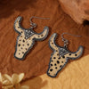 Wholesale Jewelry Retro Cattle Pu Leather Patchwork Drop Earrings