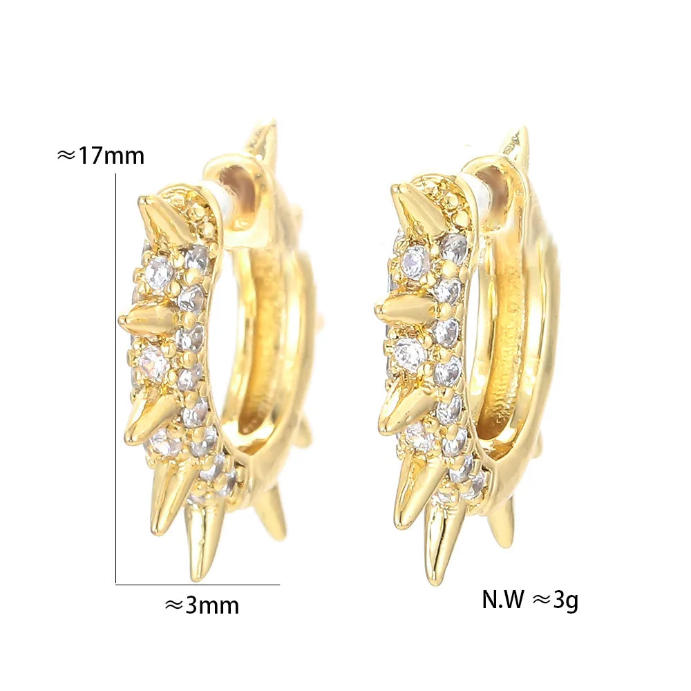 Wholesale Jewelry Retro Circle Star Zircon Copper Earrings Nihaojewelry