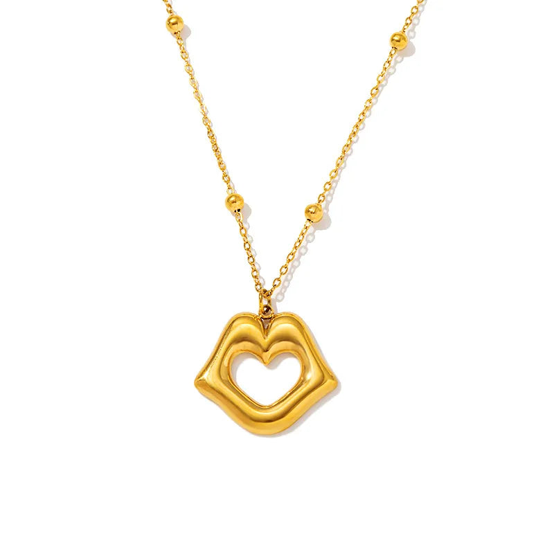 Wholesale Jewelry Retro Classic Style Geometric Heart Shape 304 Stainless Steel 18K Gold Plated Plating Earrings Necklace