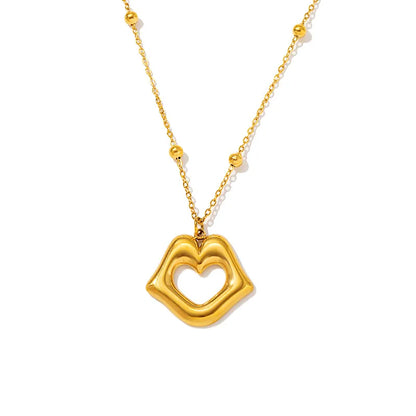 Wholesale Jewelry Retro Classic Style Geometric Heart Shape 304 Stainless Steel 18K Gold Plated Plating Earrings Necklace