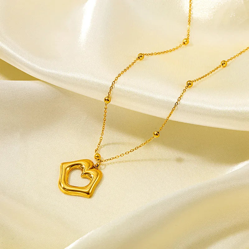 Wholesale Jewelry Retro Classic Style Geometric Heart Shape 304 Stainless Steel 18K Gold Plated Plating Earrings Necklace