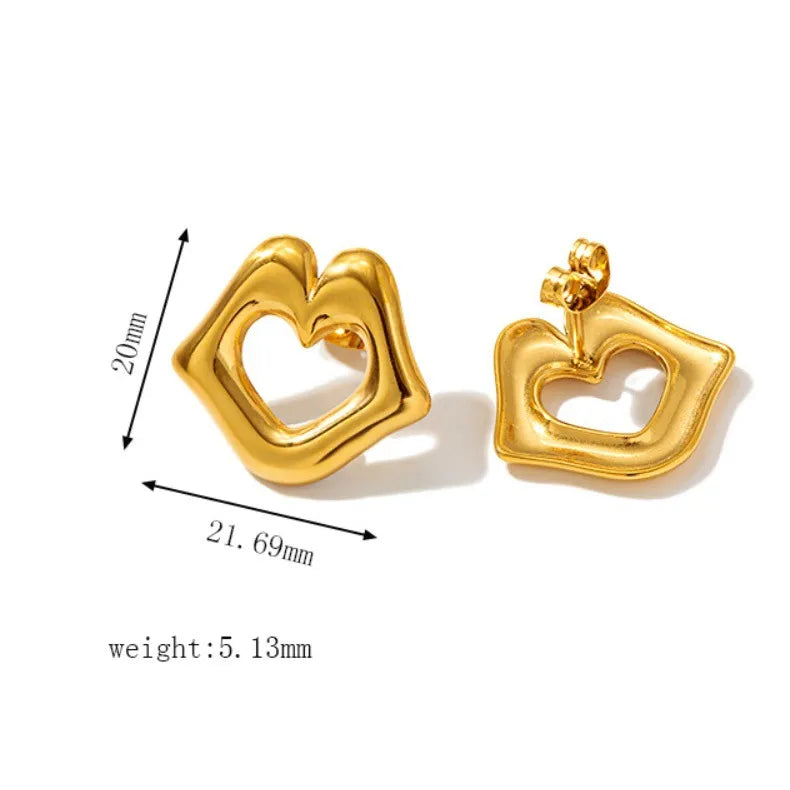 Wholesale Jewelry Retro Classic Style Geometric Heart Shape 304 Stainless Steel 18K Gold Plated Plating Earrings Necklace